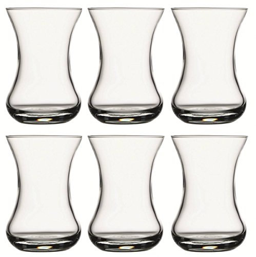 Pasabahce Juego de 6 vasos de té turcos lisos, 125 cl
