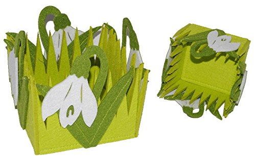 alles-meine.de GmbH Filztasche/Geschenktasche/Aufbewahrungsbox mit Schneeglöcken Gross - Filz Filztopf Topf Blumen - gefilzt Blume Blumentopf Übertopf Übertöpfe Blumenübertop..