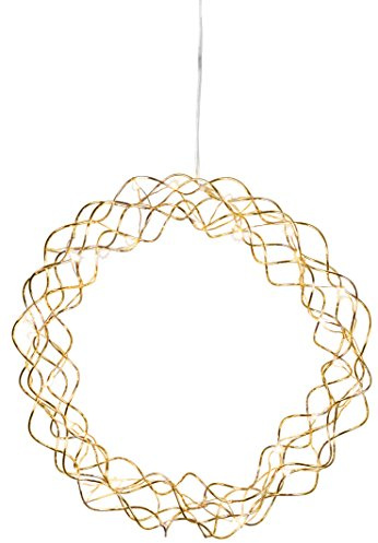 LED-Dekoleuchte Curly Dewdrops ca. 30 x 30 cm, 30 warmwhite LED, Material: Metall, messingfarben, transparentes Kabel mit Trafo