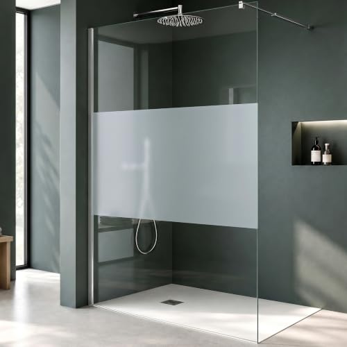 Mai & Mai Duschwand für Dusche Duschabtrennung 160x200cm Walk-In Dusche | Duschtrennwand 8mm ESG-Sicherheitsglas NANO Milchglas BRAM3 Bremen01MS