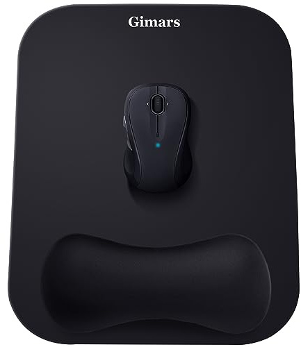 Gimars Mouse Mat Wrist Support, Ergonomic Memory Foam Mousepad, 28x21cm Large Mouse Pad Wrist Rest with Non-Slip Base for Laptop Gaming Office Computer Black