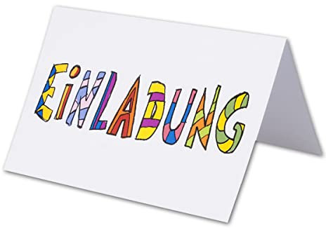 20 Einladungskarten Set mit Umschlägen DIN B6 - Bunte Schrift - 16,8 x 11,4 cm - Zeitlose Klappkarten Einladung für Kinder-Geburstag, Hochzeit, Konfirmation, Jugendweihe, Taufe, Geburt