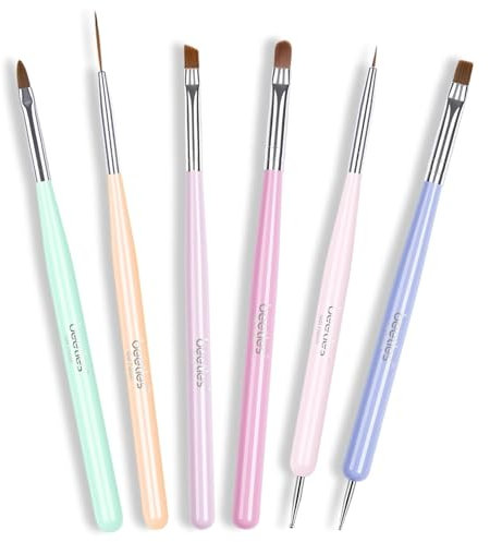 Beetles Nagelpinsel Set – Nailart Pinsel Set 6Pcs Naildesign Brush Nageidesign Pinsel Set zum Punktieren Gravieren und Färben Nailliner Brush für die Heim-DIY-Maniküre