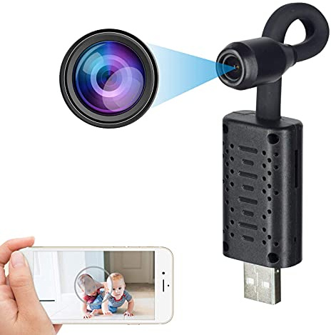 Caméra de sécurité sans fil pour stockage sur le nuage Micro SD Chargeur de carte WiFi Mini USB pour téléphone portable avec détection de mouvement, stockage en nuage, surveillance à distance