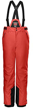 Killtec Pantalon de Ski Fonctionnel pour Fille avec bavette zippée Amovible, Jupe Pare-Neige et Protection des Bords. - Orange - 12 Ans