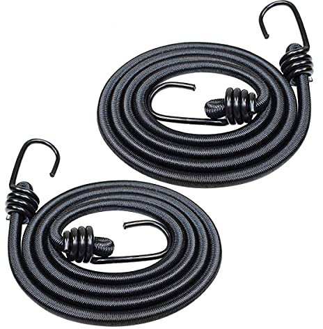 Corde elastiche, 120 cm, resistenti, con ganci, per auto, roulotte, camper, bagagli, 2 pezzi