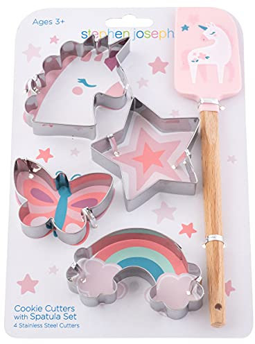 Stephen Joseph, Juego de galletas para niños, cortador de galletas y espátula, unicornio
