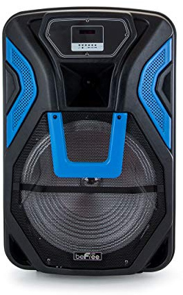 beFree Sound 15 Inch Rechargeable Bluetooth Portable Party PA Speaker System with SD/FM/USB Inputs, Black