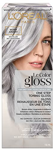L’Oreal Paris Le Color Gloss One Step In-Shower Toning Hair Gloss, Neutralizes Brass, Conditions & Boosts Shine, Silver, 4 Ounce