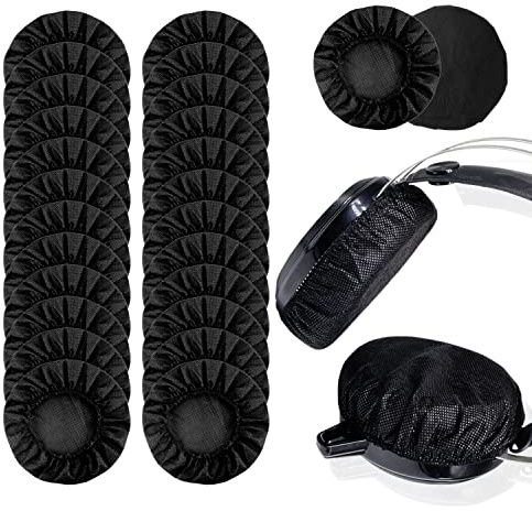 VIKSAUN 50 Pièces Protecteurs d'oreille Jetables, Hygiénique Couvre Oreillettes Jetables, Écouteurs Couvre, Protection de Coussinets d'oreille, Housses d'Écouteurs Extensibles en Tissu Non Tissé (50)