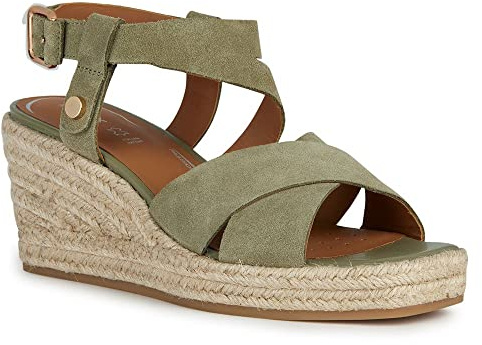 Geox Sandales compensées D Panarea pour fille, Pistache, 40 EU