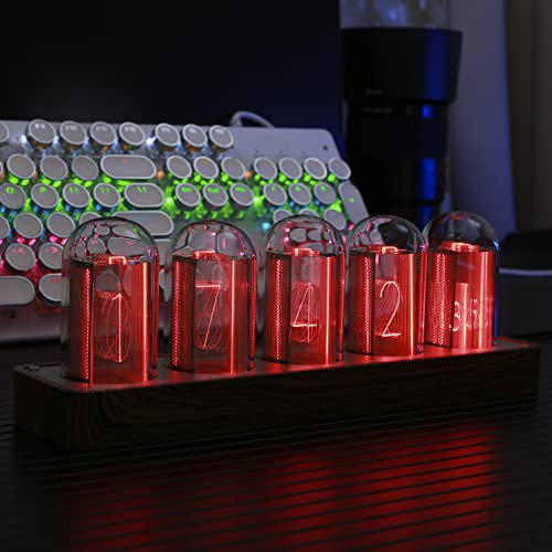 ClocTeck LED Nixie Uhr, Digital Nixie Tube Clock, Nixie Röhrenuhr, Und das WiFi synchronisieren, Alarm und 12/24-Stunden-Anzeige, kein Zusammenbau erforderlich – EIN Retro-Geschenk für Freunde