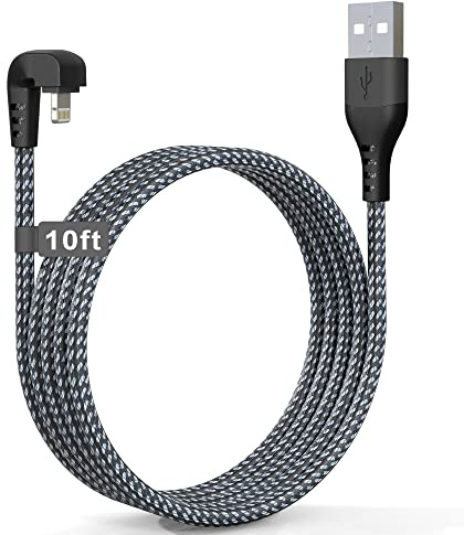 Cavo USB 90 Gradi Design a Forma di U per il Gioco, Cavo iPhone 3 Metri Certificato Apple MFI, Nylon ad Angolo Retto da cavo lightning 180 Gradi con Trasmissione Dati per iPhone/Pad/Pod