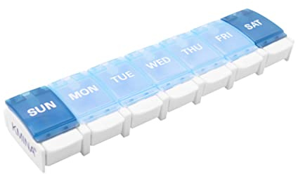 KMINA Pastillero Semanal 1 Toma Inglés, Grande, Organizador de Medicamentos, Portátil