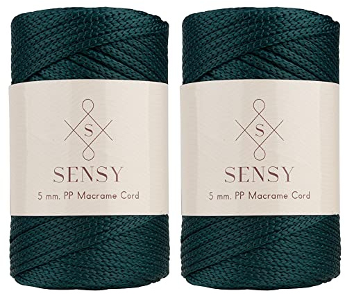 S Sensy - Waldgrün 5MM Premium Polypropylen Makramee-Kordel 2 Stück, 95m