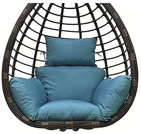PJDDP Columpio Cesta Colgante del Amortiguador De Asiento, Lavable Colgante Huevo Cojines con Cremallera, Silla Colgante Mimbre Hamaca Jardin para Interiores Y Exteriores,Lake Blue