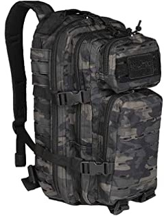 Mil-Tec US Assault Pack Laser Cut Tagesrucksack (20L) • Taktischer Militär Rucksack mit Laser-Cut MOLLE-System • Outdoor Bundeswehr Rucksack,Wanderrucksack für Camping & Einsatz • Dark Camo, S