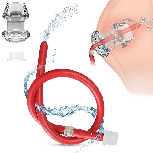 BDSMYEE Analdusche für Analverkehr,Klistier mit Analplug Spekulum,Analdusche Frau Vaginaldusche Anti-Flüssigkeitsrendite,für Wasserrohre und Wasserflaschen,Sex Spielzeug ab 18 für Paare extrem (rot)