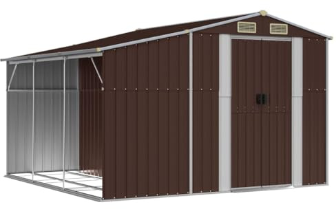 vidaXL Trädgårdsskjul brun 277x279x179 cm galvaniserat stål, verktygsbod, verktygsskjul, bod, verktygsbodar, skjul, bodar, vedbod, vedbodar, vedskjul
