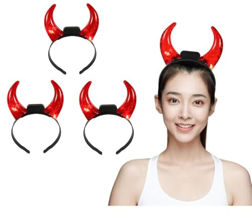 FOMIYES 3 Stk Dämon Horn LED Teufelshörner Stirnband Halloween Teufelshörner Teufelshaarreifen Elektronische Bauteile 3d Bilden