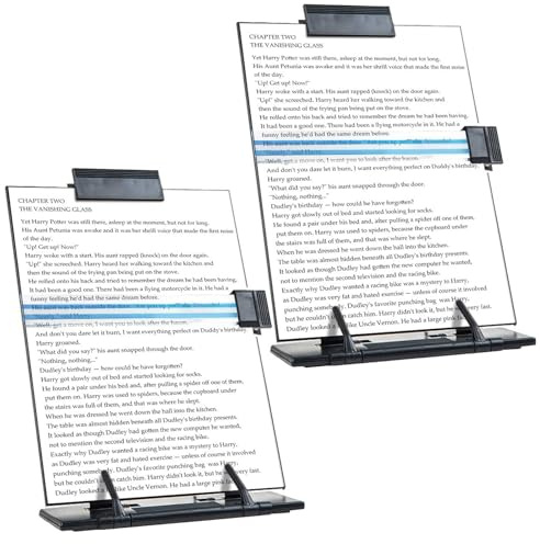 powerking Desktop-Dokumentenbuchhalter, 2er-Set, Metall, faltbar, Lesebuchständer, Staffelei, Kopierhalter mit 7 verstellbaren Positionen und Linienführung und Papierseitenklammer,