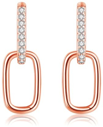 Deyanse Ohrringe Silber 925 Creolen, 925 Sterling Silber Ohrringe Hängend für Damen Frauen Mädchen, Hypoallergen Double Circle Hoop Ohrringe, Minimalistische Doppelter Kreis/Ovale Ohrringe kreolen