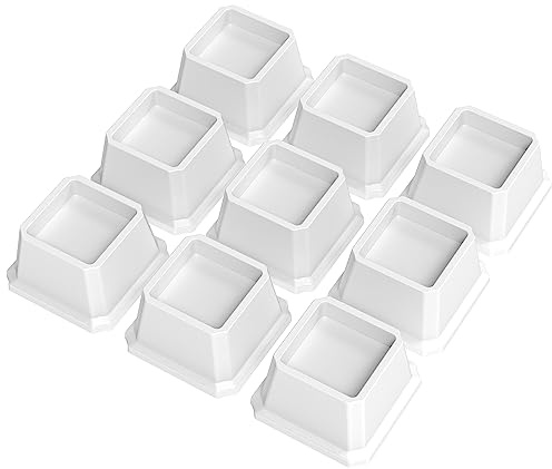 Lutown-Teen Bed Risers 2 inch Heavy Duty, 9 Pack Furniture Risers, White | Lift by 2, Raisers For Chair, Sofa, Bed Frame, Table, Fit Legs under 7.1cm Thick, 11.9x11.9x6.8cm Total Size, 680kg Capacity