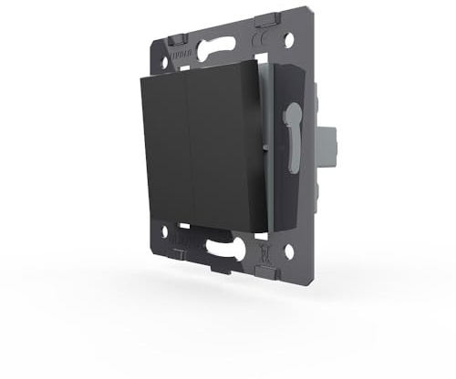 LIVOLO Wipp doppelter Wechselschalter Serienschalter Modul Wandschalter in schwarz Einbau Lichtschalter für Unbterputzdose 2-Fach ohne Glasblende VL-C7-K2S-12 Serienwechselschalter für zwei Leuchten
