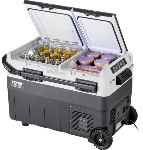 VEVOR Frigorifero Portatile per Auto, Frigorifero 12 V, Congelatore Portatile a Due Zona da 40 L, Temperatura Regolabile - 20~20 ℃, Refrigeratore a Compressore per Casa, Esterno, Camper, Auto
