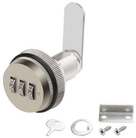 MEIRIYFA Serratura a camma a combinazione, serratura per cassetti e armadietti con codice password, cilindro da 3/4, finitura cromata, camma combinata di sicurezza per cassetta postale (30 mm bronzo)