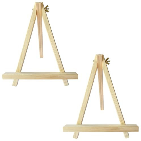 2 Stück Tischstaffelei Holz, 18 x 24 cm Staffelei Kleini, Mini Staffelei für Tisch & Schreibtisch, Faltbare - Kreatives Maltisch Set Geschenk für Malerei, Handwerk, Fotos, Hochzeit, Geburtstag Party