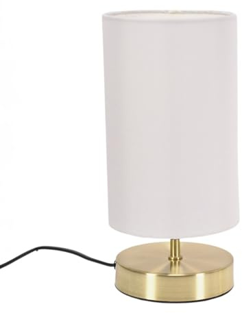 ValueLights | Brushed Gold Cylinder Touch Dimmer Table Lamp with White Fabric Shade Bedside Light Bedside Light | Table Lamps, Home Décor & Improvement Essential | Included LED Bulb