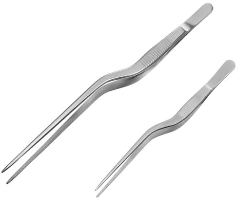 Ciieeo 2pcs Stainless Steel Tweezers Long Steak Clip for Kitchen Food Preparation Fish Bone Removal Cooking Tool