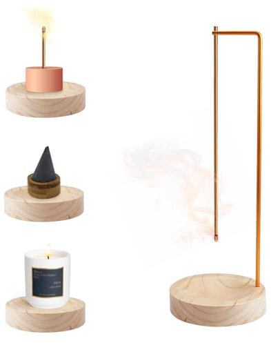 Portabastoncini di Incenso 2 in 1, Porta Incenso per Bastone con Base in Legno Fatto a Mano, Portaincenso Bastoncino Verticale, Supporto per Bastoncini di Incenso Invertito per Yoga, Meditazione, Casa