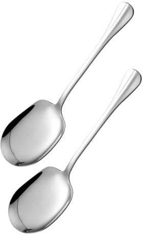 COLLBATH Cucchiaio Da Portata in Acciaio Inox Testa Quadrata Manico Buffet E Cena Insalate Zuppa Riso Lavabile in Lavastoviglie