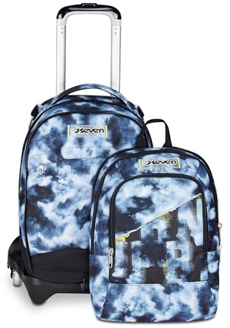 Seven Trolley Scuola Jack 3 Ruote Detach, Grigio, Zaino Con Carrello Sganciabile, 37 L, Tasca Borraccia, Zainetto Staccabile, Multiuso e Spazioso, Scuola Elementare e Media, Zaino Bambino