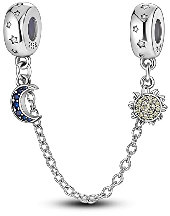 CYMYSS 925 Sterling Silver Charms for Bracelets and Necklaces Bead Charms Stopper Safety Chain For Bracelet Dangle Pendants Gifts Spacer Stopper for Women Mother