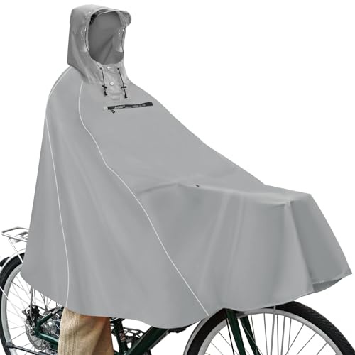 Andake Poncho Antipioggia Per Bicicletta Per Uomo E Donna, Impermeabile Per Ciclismo, Grigio, Taglia One Size