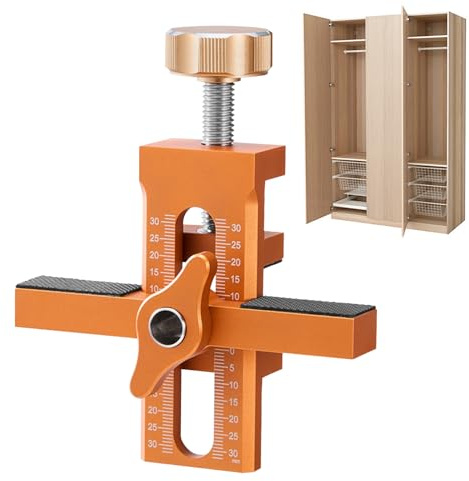 Cabinet Door Installation Positioner, Adjustable Aluminium Alloy Cabinet Hardware Jig for Easy Door Support and Alignment, Handle Tool Support Punch Locator Hole Drilling Template for Woodworking