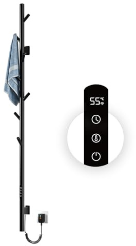 OihPaw Scaldasalviette Elettrico,153cm,Nero WiFi Smart Portasciugamani Elettrico,con Temperatura Regolabile,Display LED,Timer e 7 Ganci,Compatibile con Google Home e App Controllo