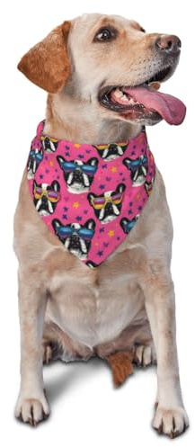 Hundehalstuch mit niedlichem französischen Bulldoggen-Aufdruck, für kleine, mittelgroße und große Hunde, verstellbar, Dreieck-Lätzchen, Schal, Taschentuch, Zubehör