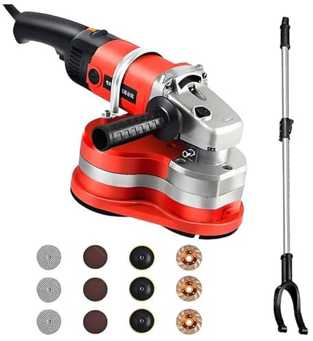Pulidora de diamante eléctrica de 3800W,lijadora y amoladora de hormigón de 3 cabezales,pulidora de hormigón,cepilladora de cemento con 6 velocidades,rectificado de 90° sin rebabas,Withextensionrod