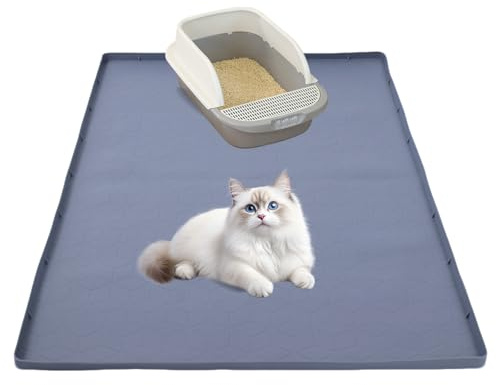PTAZSCTC Cat Litter Mat,31 x22 Silicone Cat Mat for Litter Box, Soft Kitty Litter Trapping Mats for Scatter Control,Easy Cleaning& Waterproof Cat Litter Pads Feeding mat