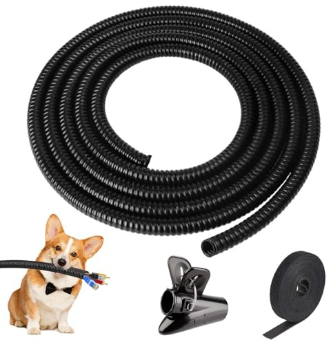 Cable Tidy Management Sleeve Tube 3m×10mm Wire Tidy Cord Protector Animal Proof Black Cable Conduit Trunking For TV PC Wire Manage Organize Home Office And Garden Prevents Pet Damage