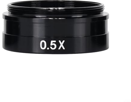 Yuanpgky Objectif de microscope pour Barlow Auxiliaire 0,3X/0,5X/0,7X/2,0X Grossissement avec filetage de montage de 42 mm, lentille de microscope en métal compatible avec stéréo (0,5X)