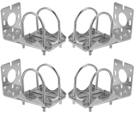 DOITOOL 4pcs Aluminum Alloy Outdoor Antenna Mounting Bracket Set with Single and -Clamps, Weather Station Pole Mount Rack for External Antenna Installation on Roof or Attic