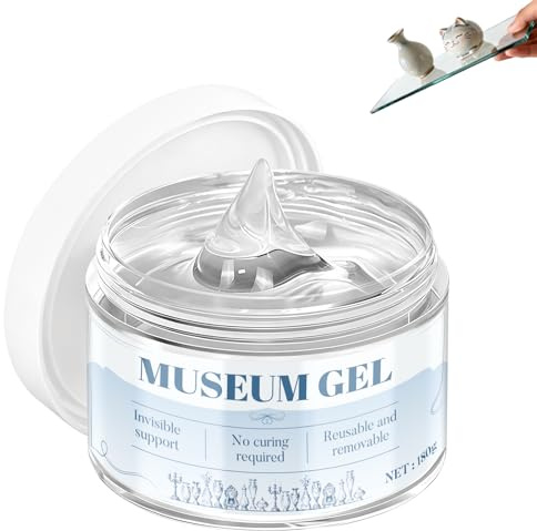ALLONY Museum Gel, 180g Clear Museum Gels, gel de Musée, Amovible Réutilisable, Colle Museum Glue Putty pour Sécuriser les Objets de Collection, Surface Sèche Lisse, Verre, Plastique, Métal, Céramique