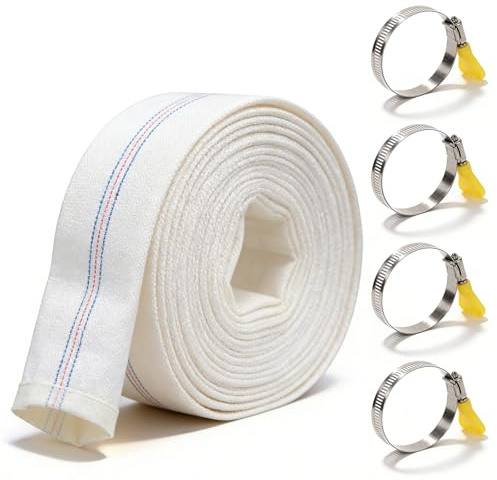 Platt slang, 32 mm 20 m pumpslang 1 1/4 tum, byggslang med 4 slangklämmor, tygslang, industrislang, brandslang för avloppsdammar, trädgårdsbevattning, dränkbara pumpar