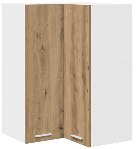 Tomostar Meuble d'angle Haut de Cuisine, Armoire Suspendue Chêne Artisan et Blanc 57x57x80 cm