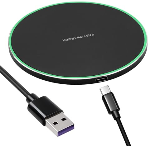 Fast Wireless Charger 35W Qi Charging Pad for iPhone 16/15/14/13/12/11 Galaxy S25/S24/S23/S22/S21/S20 Universal Wireless Charging Station Phone Charging Pad with LED Indicator Black